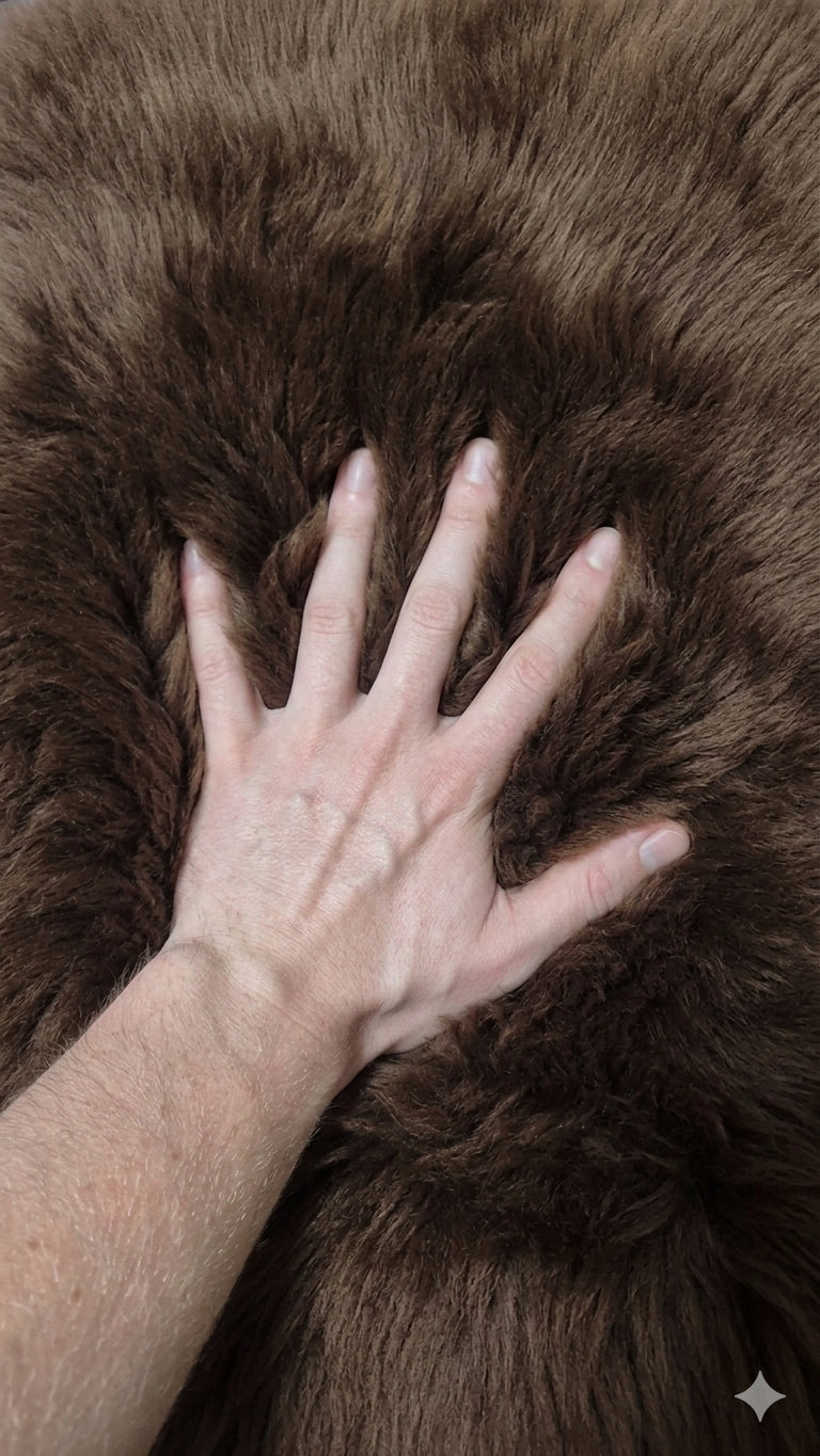 Sheepskin Natural Bedspread Brown Lamb Carpet 130x70cm B.Large Soft Packaging status original