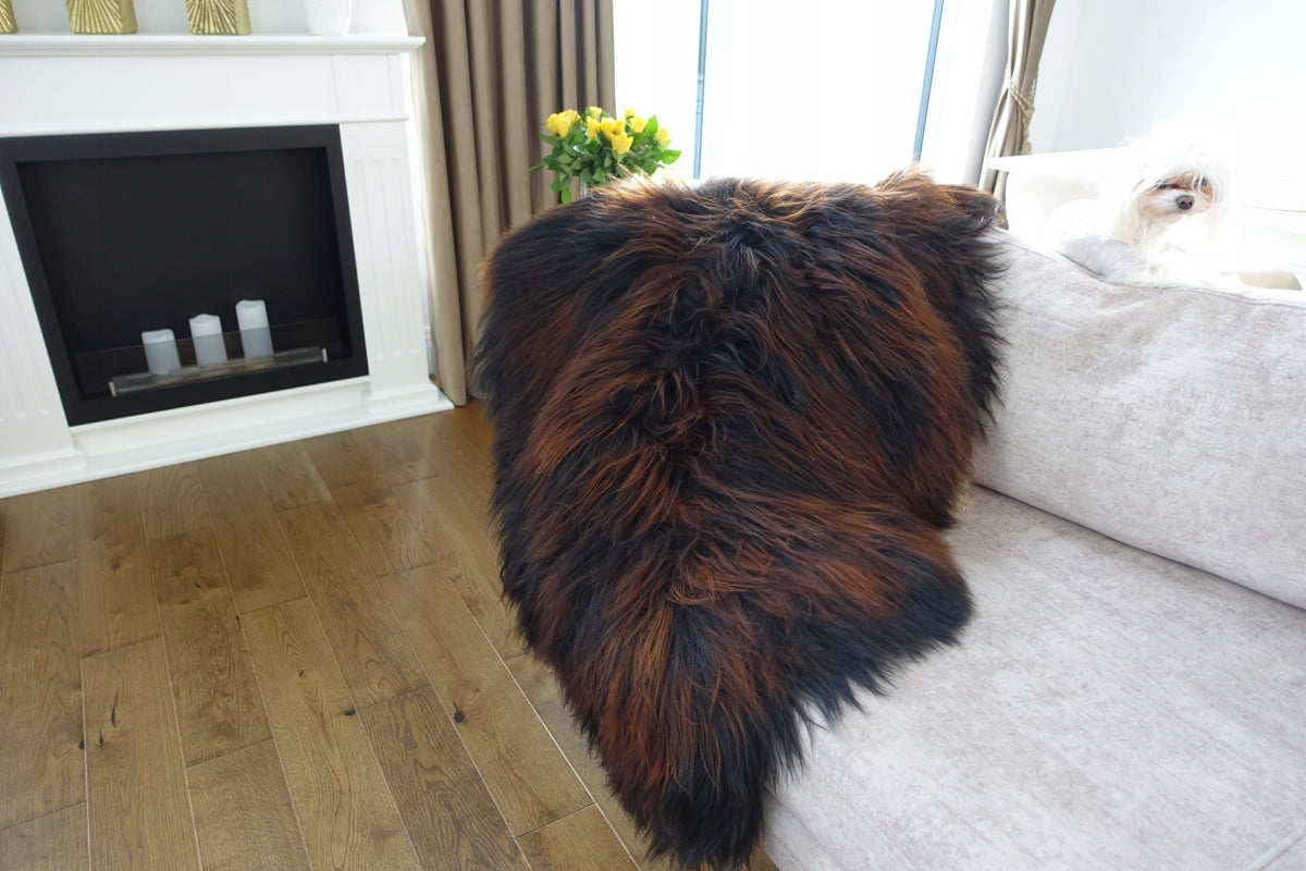 Sheepskin Natural XXL Flame Black Long Wool Manufacturer code SO7cP