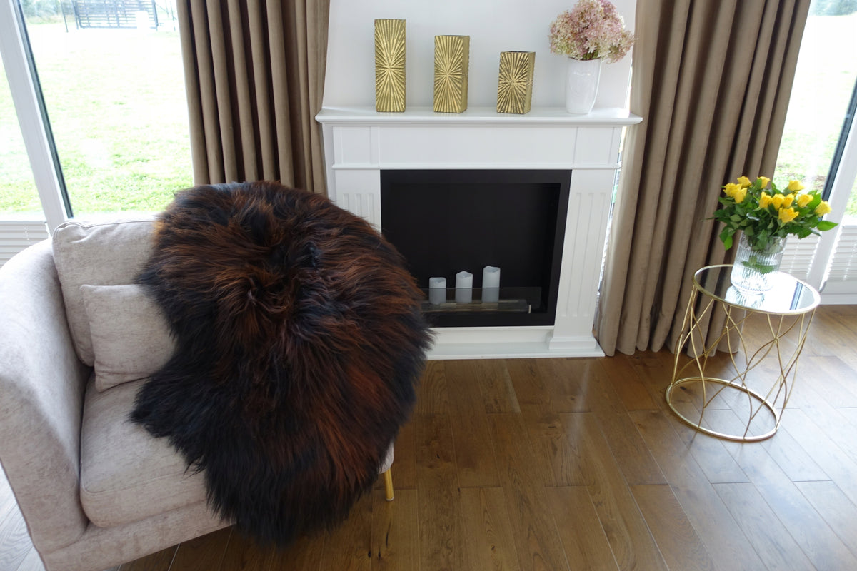 Sheepskin Natural XXL Flame Black Long Wool Packaging status original