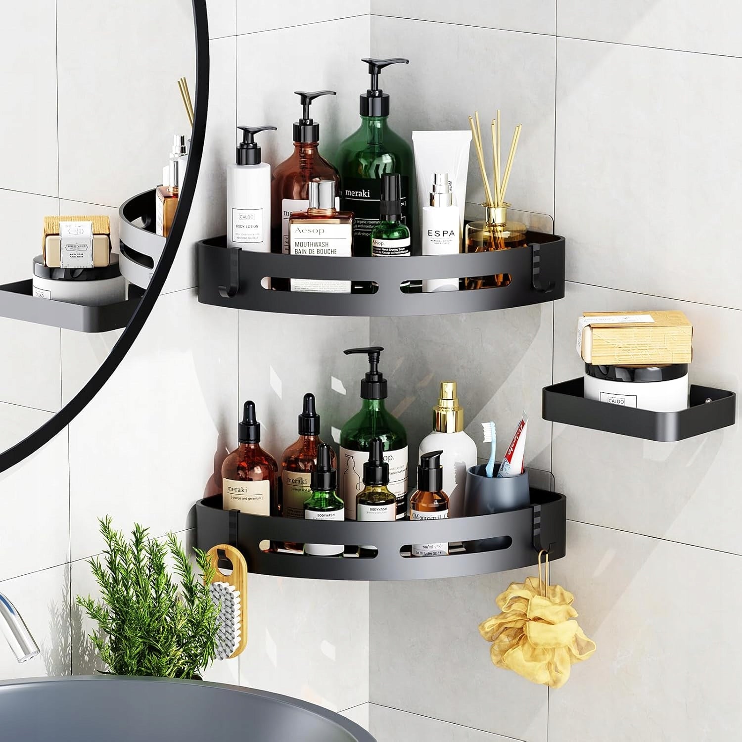 Shelf, No Drilling Shower Set, Uamector X 3 Bathroom Organizer Packaging status original