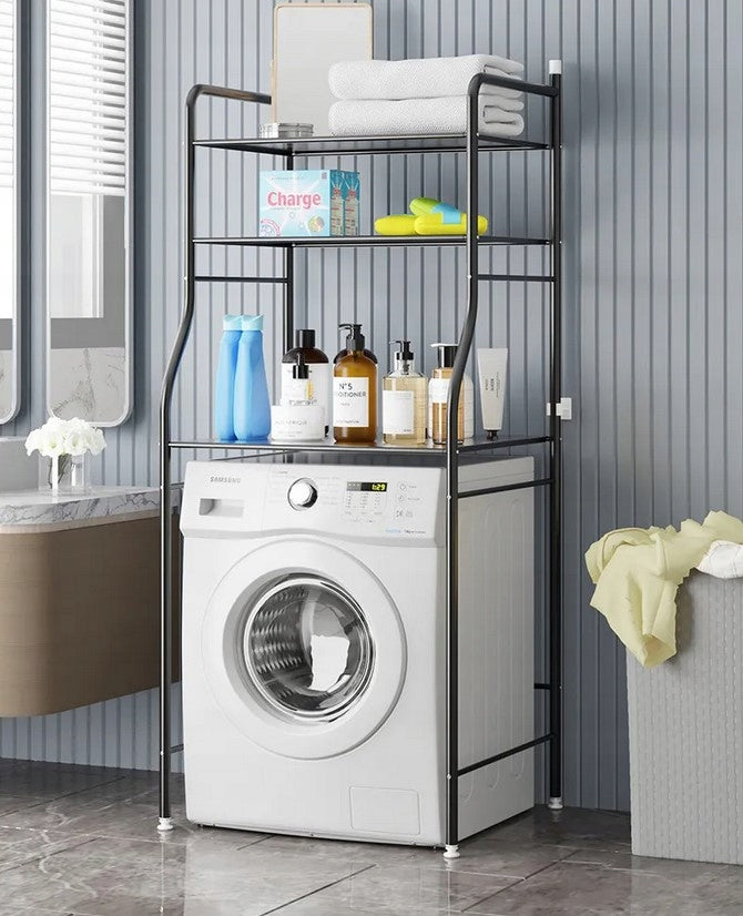 Shelf bathroom shelving unit adjustable over washing machine 3 levels standing white high Brand no brand