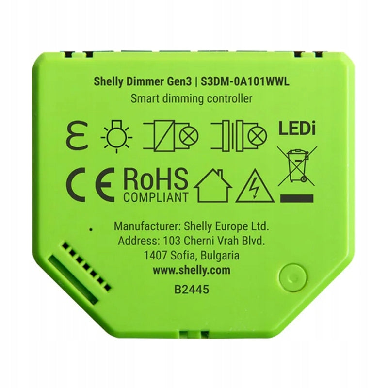 Shelly Dimmer Light Dimmer Gen3 Remote Control Wifi Bluetooth Manufacturer code DimmerGen3