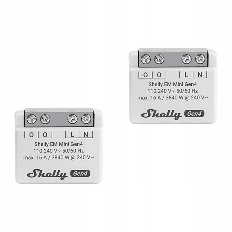Shelly EM Mini Gen4 Energy Meter 2 Pieces 16 A Wi-Fi Zigbee Matter White