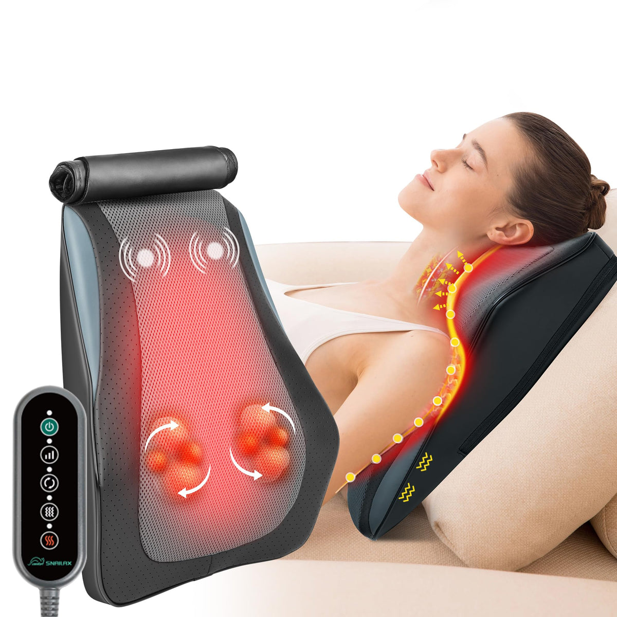 Shiatsu 3D back and neck massager with heating function Snailax 1 pc.
