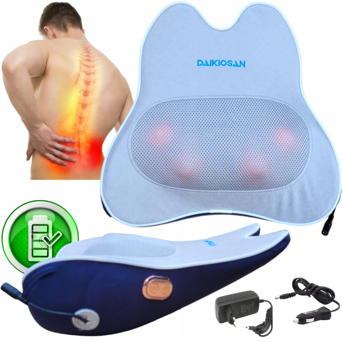 Shiatsu Lumbar Massage Pillow for Back Body Massage Wireless