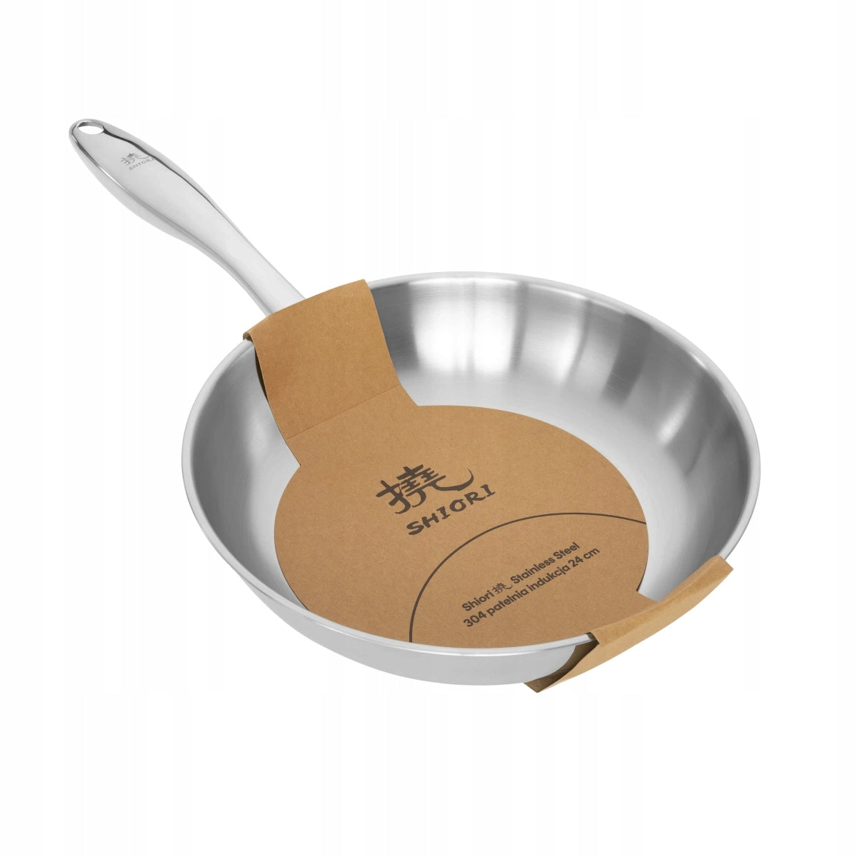 Shiori Stainless Steel 304 frying pan without coating induction 24 cm Packaging status original