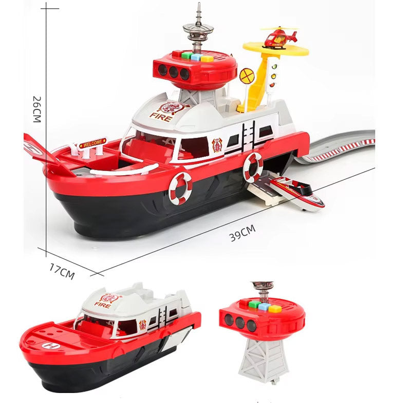 Ship Boat Rescue Fire Brigade Toy Helicopter Car Track Set XXL Brand Ramiz