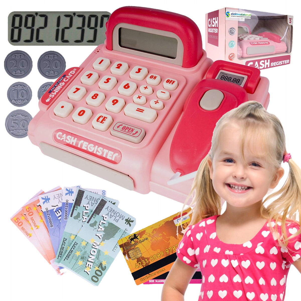 Shop Cash Register Fiscal Toy Kids Calculator Display Money