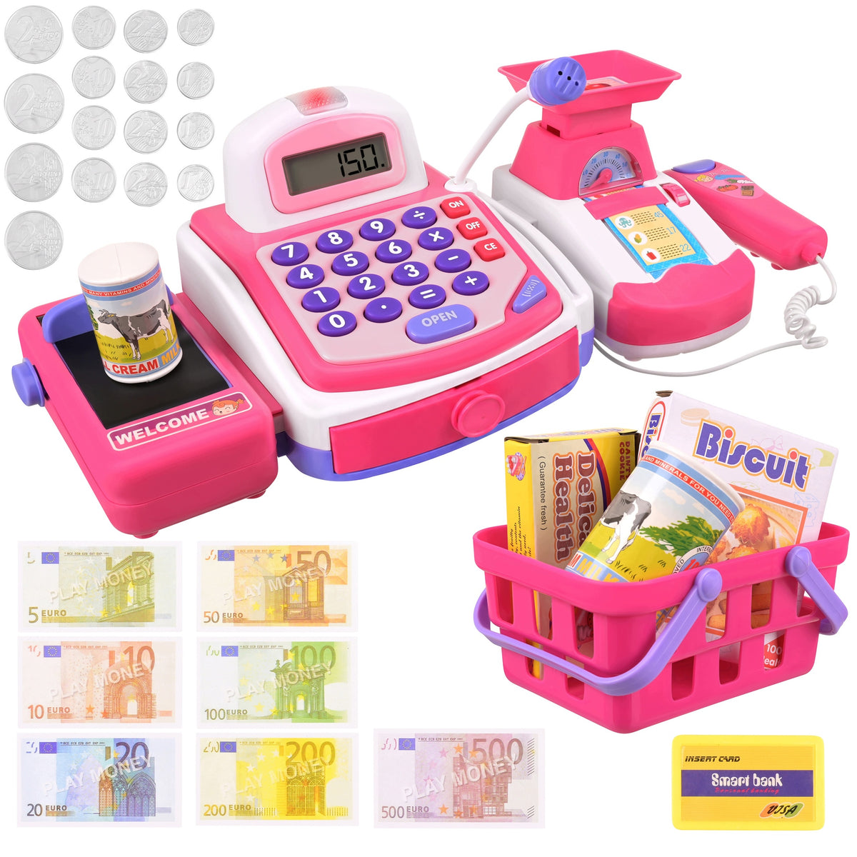Shop Cash Register Fiscal for Kids Interactive Scanner Weight Terminal Gift
