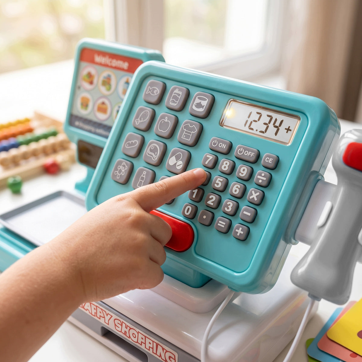 Shop Cash Register for Children Interactive Scanner Weight Basket Sounds Fiscal Manufacturer code OPT-1341