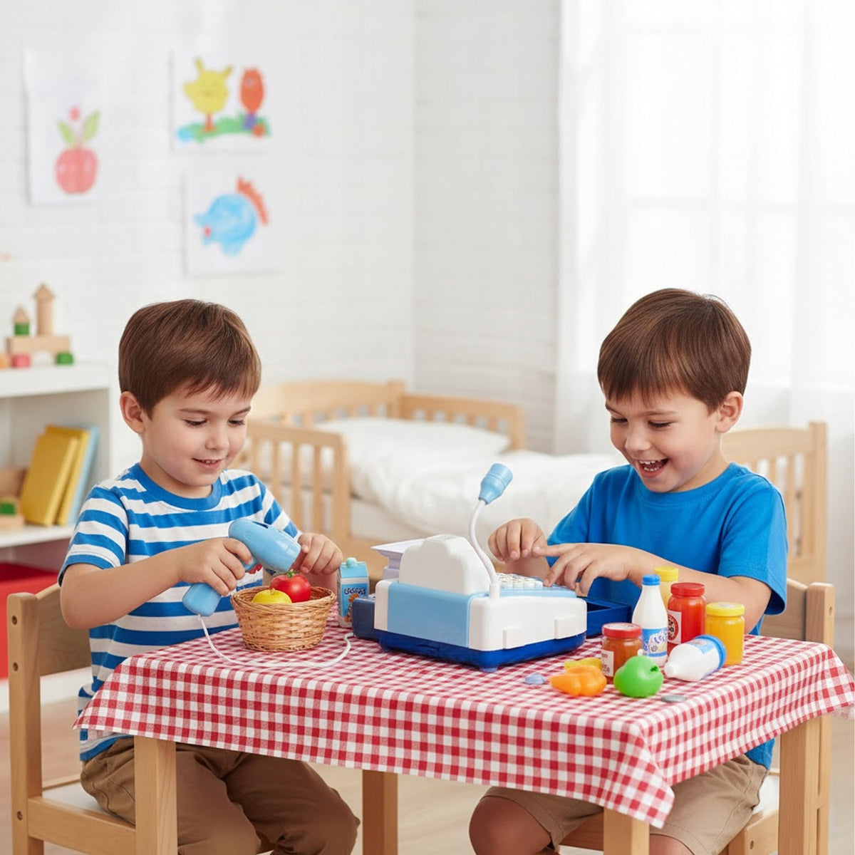 Shop Cash Register for Kids Interactive with Sound Scanner Basket Manufacturer code Interaktywna Kasa Fiskalna OPT-1121
