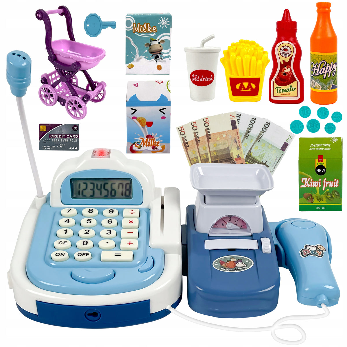 Shop Cash Register for Kids Interactive with Sound Scanner Basket