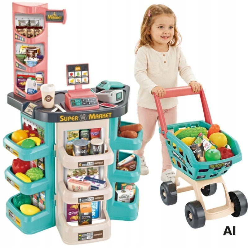 Shop Supermarket & Cart Shopping Cart Cash Register Weight Scanner 47akc WOOPIE