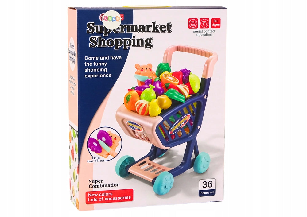 Shop Trolley Kids Slicing Vegetables Navy Blue Batteries Nie