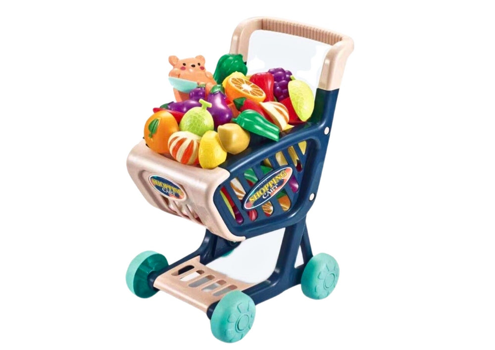 Shop Trolley Kids Slicing Vegetables Navy Blue Brand LEAN Toys
