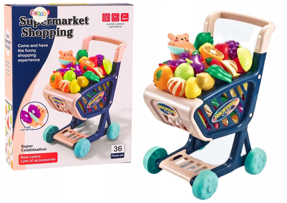 Shop Trolley Kids Slicing Vegetables Navy Blue