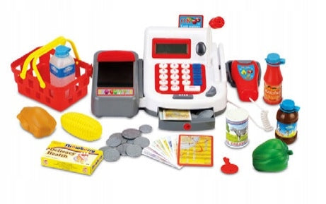 Shop cash register with microphone Smily Play accessories + working XXL calculator Packaging status original