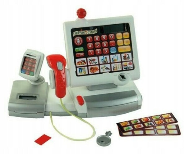 Shop cash register with scanner
