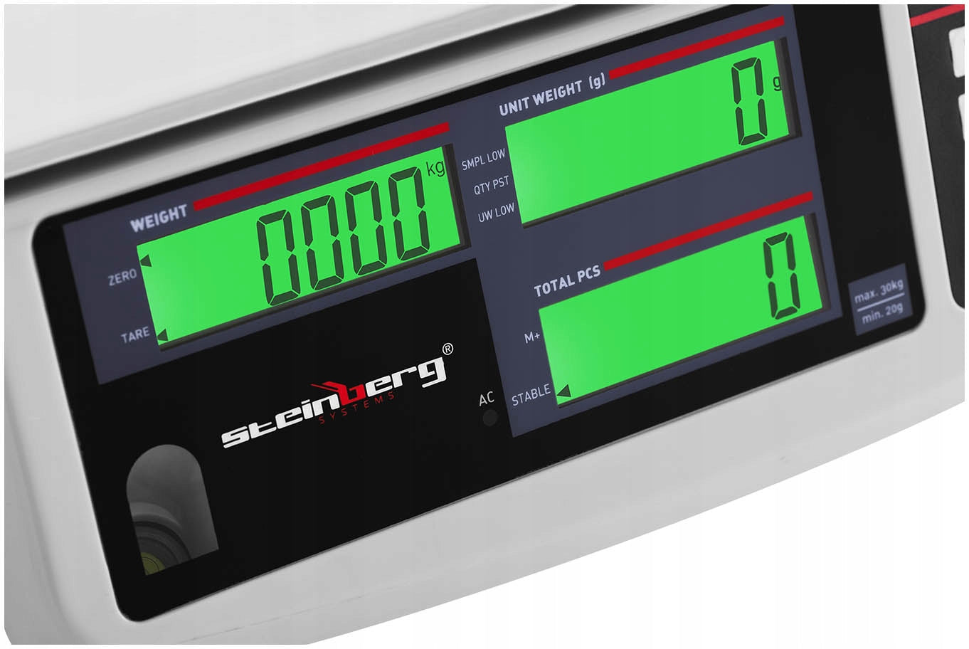 Shop scale Steinberg Systems 30 kg 1 g Platform 30 5x22 cm LCD Product weight with unit packaging 3.65 kg