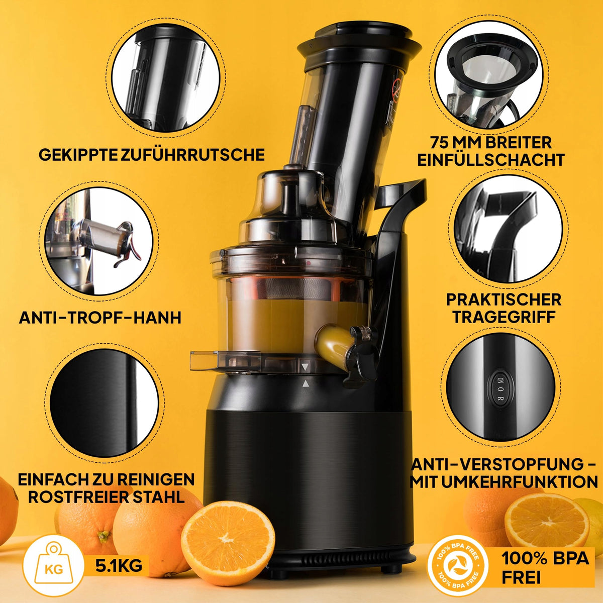Short Version: 240W Electric Juicer - BPA Free Packaging status original