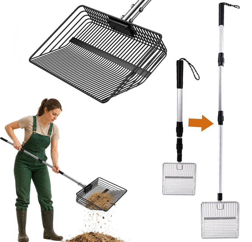 Shovel sieve bucket sifter rake spade separator handle telescope