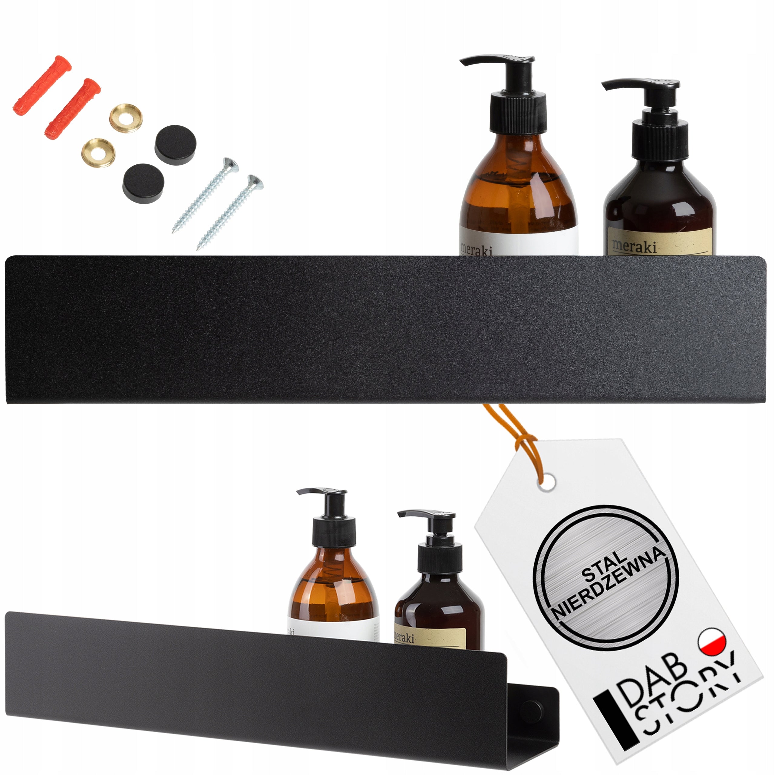 Shower Shelf Black Stainless Steel 40cm Hanging for Bathroom Mat DOCIA