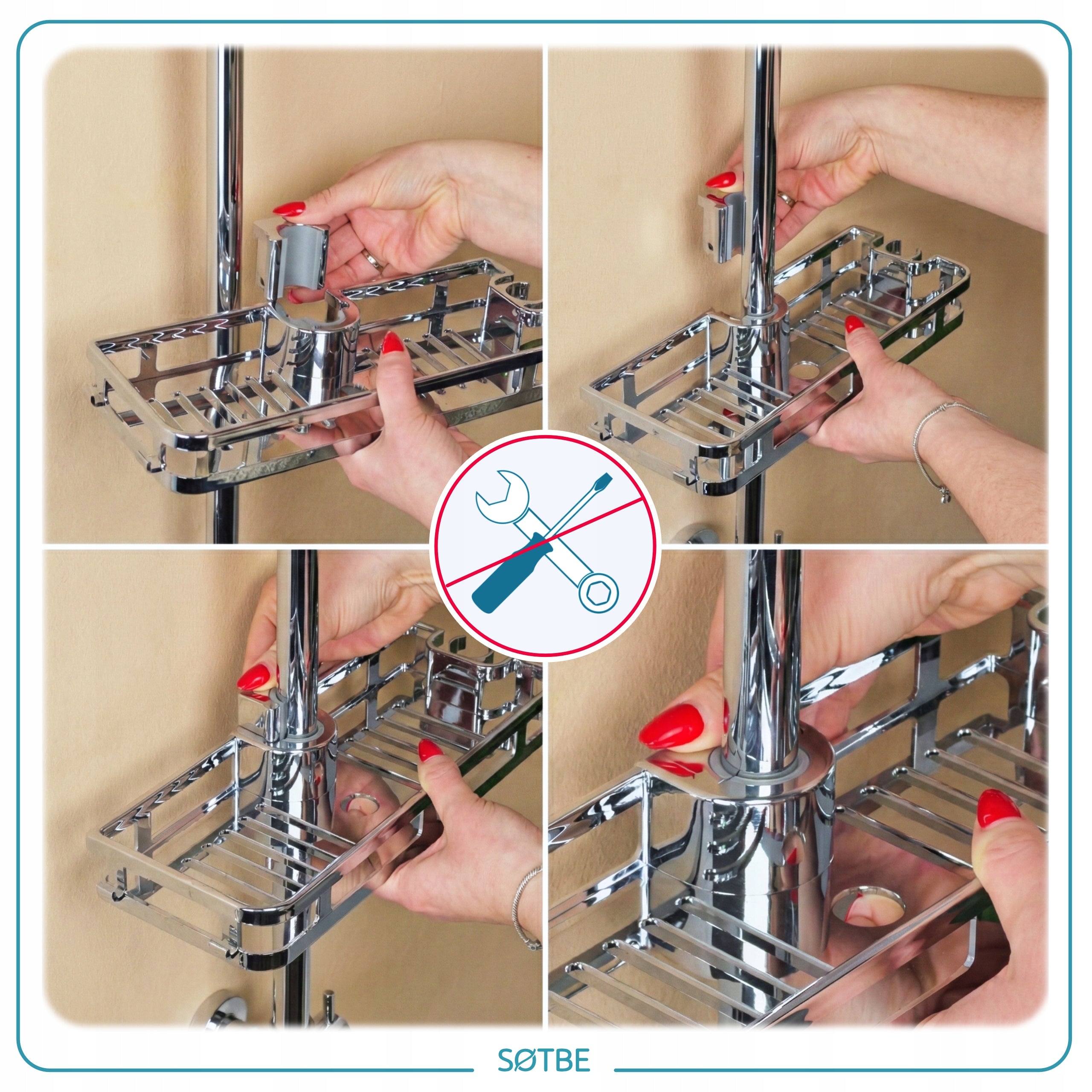Shower cabin shelf for cosmetics without drilling on the bar GIFT Packaging status original