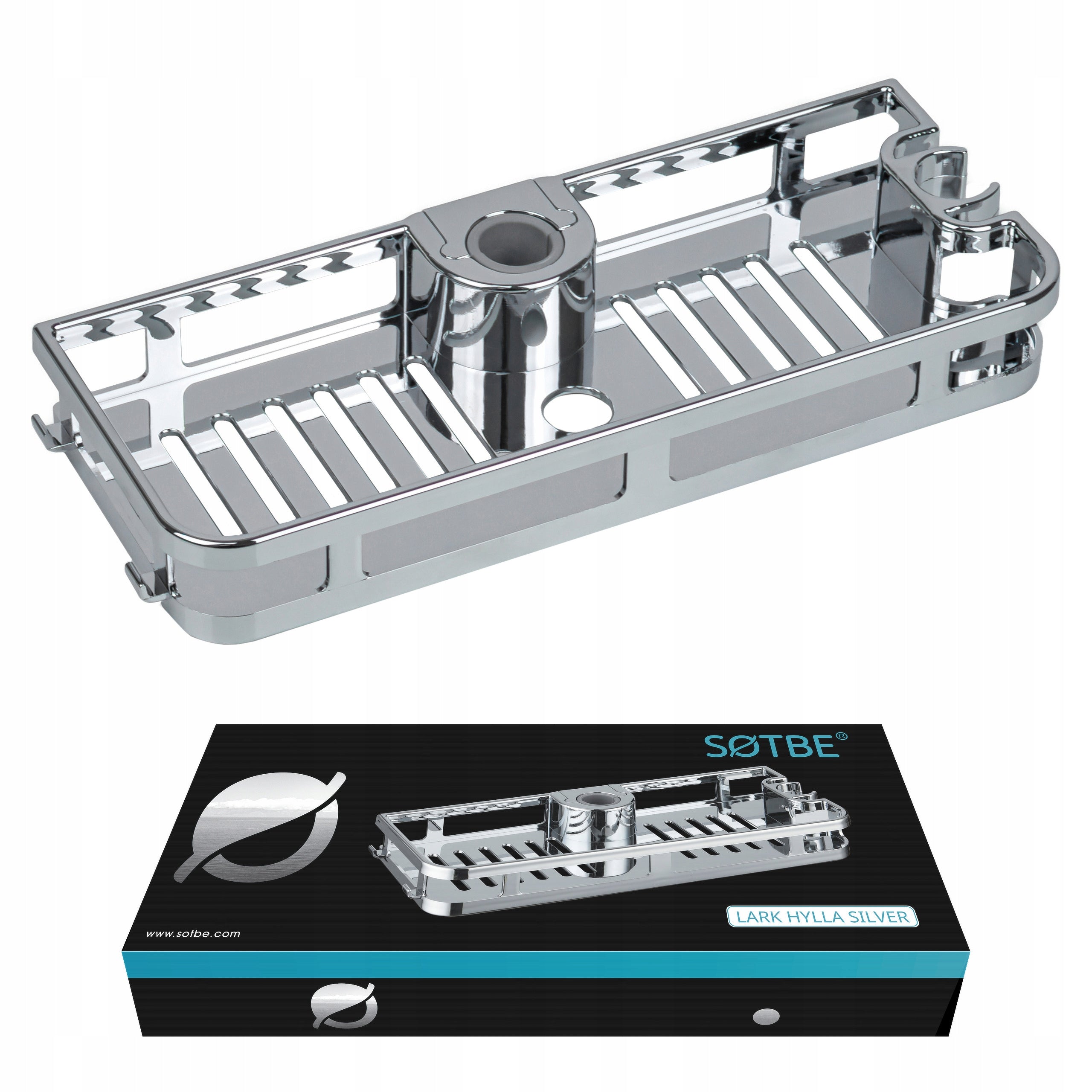 Shower shelf installation without drilling on rain shower rod tube LIGHT
