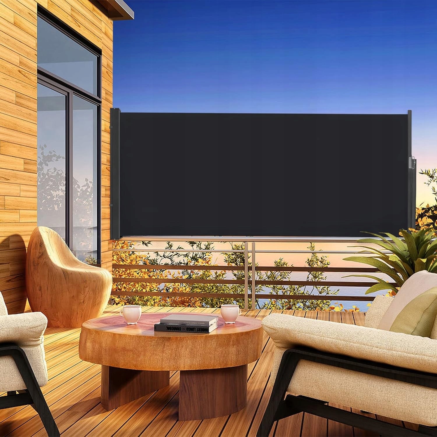 Side AWNING TERRACE Balcony Roller Blind Roll-up Screen 160 x 300 cm Brand MatMay