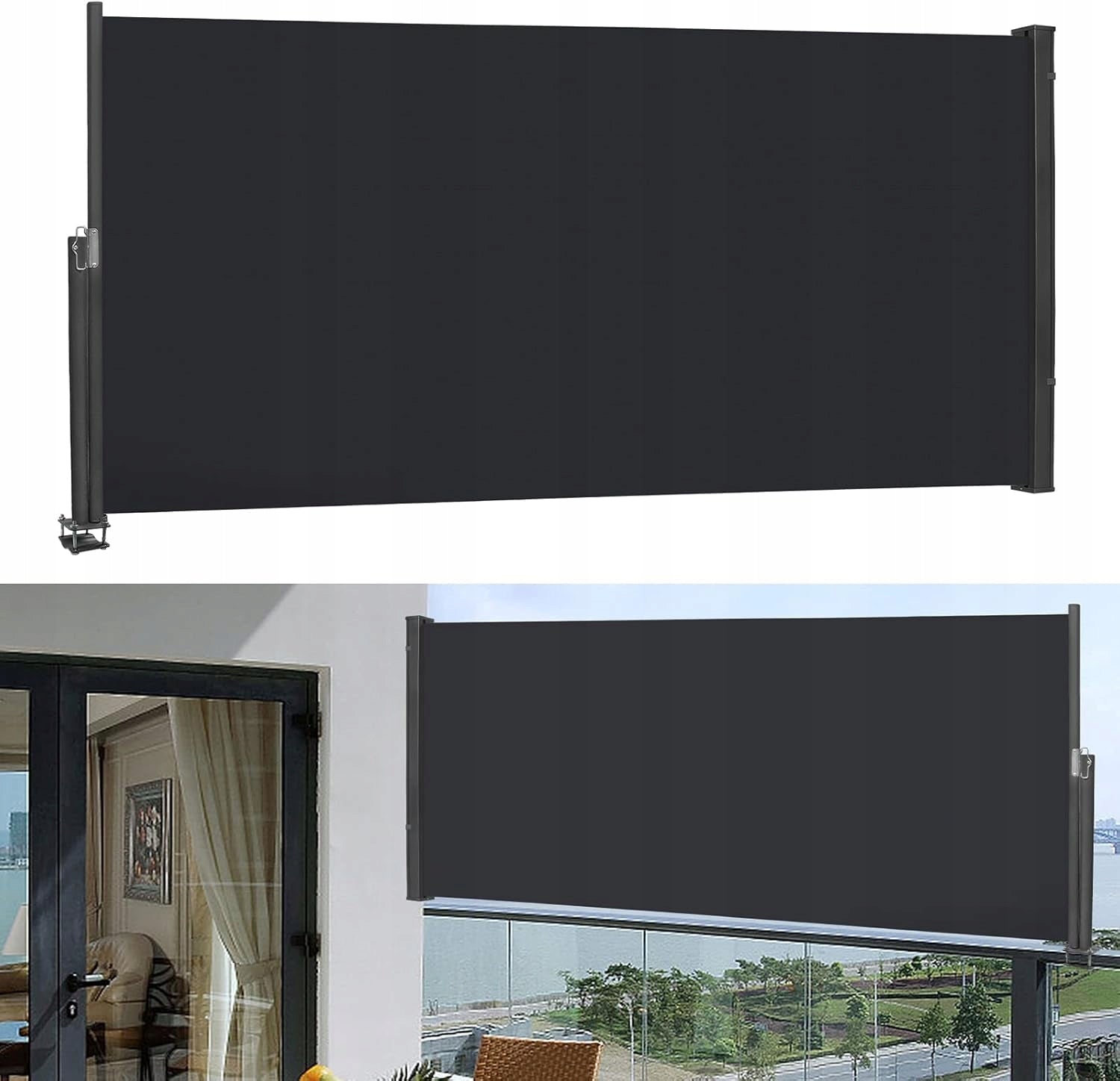 Side AWNING TERRACE Balcony Roller Blind Roll-up Screen 160 x 300 cm Main material fabric