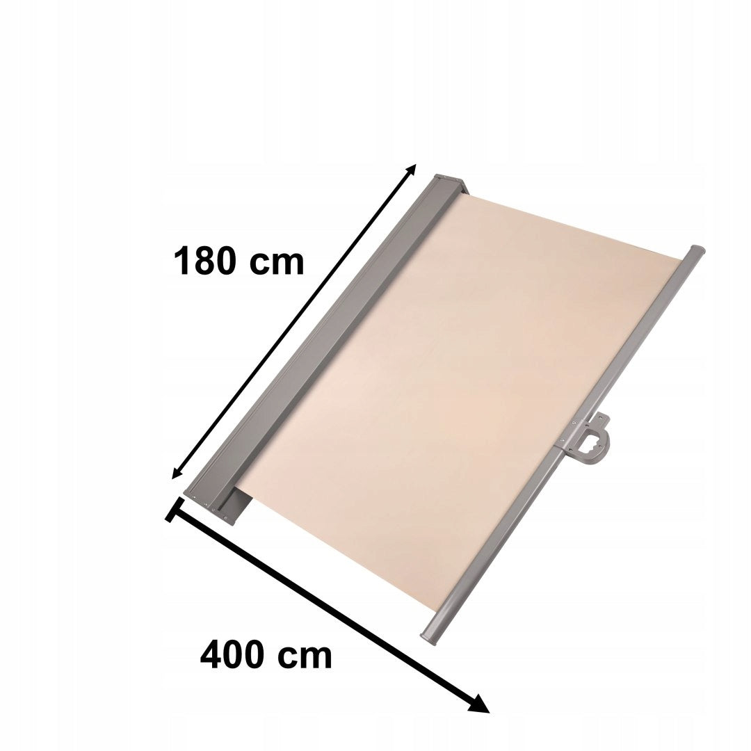Side terrace awning LUARO roll-up screen 180 x 400 cm beige Length 180 cm