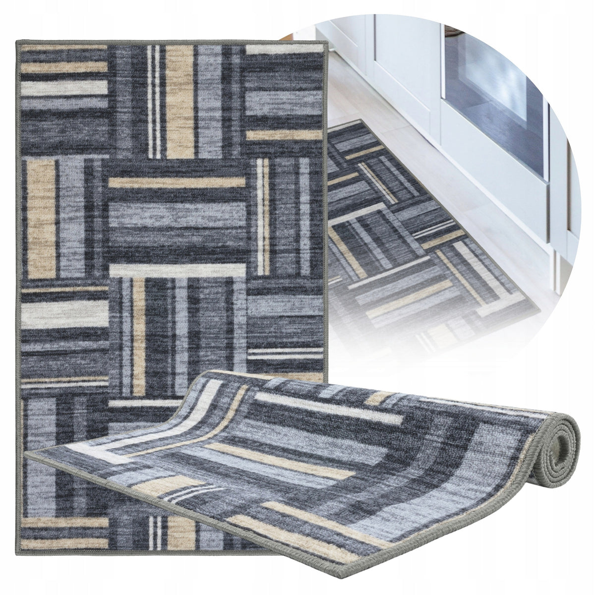 Sidewalk Anti-Slip Washing Rug For Kitchen Hallway 60x100cm