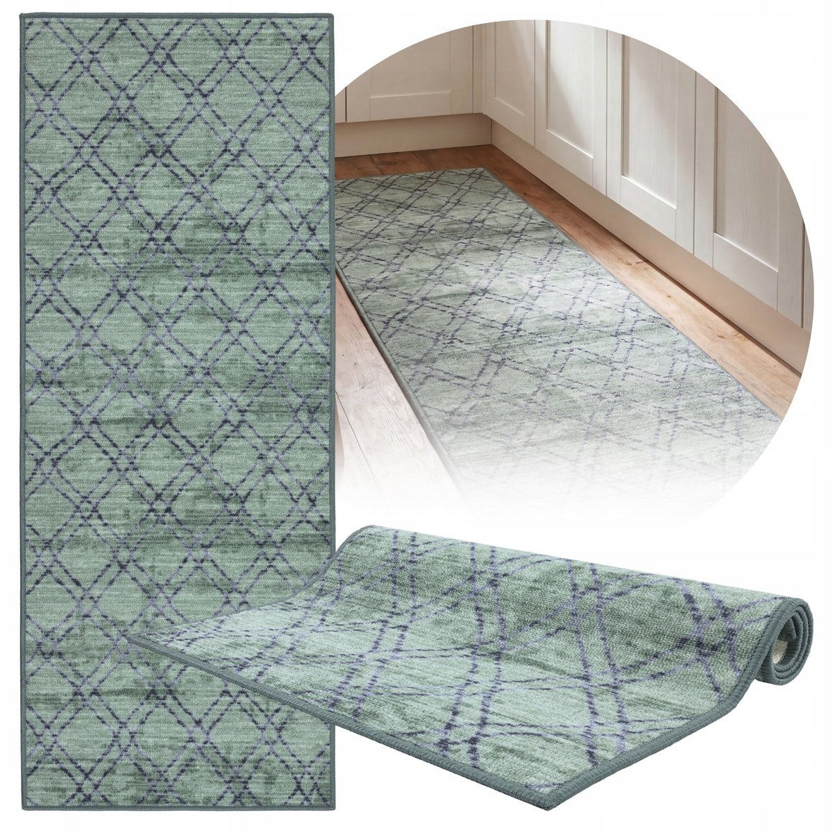 Sidewalk For Hallway 80x200 Long Anti-Slip Kitchen Loop Sage