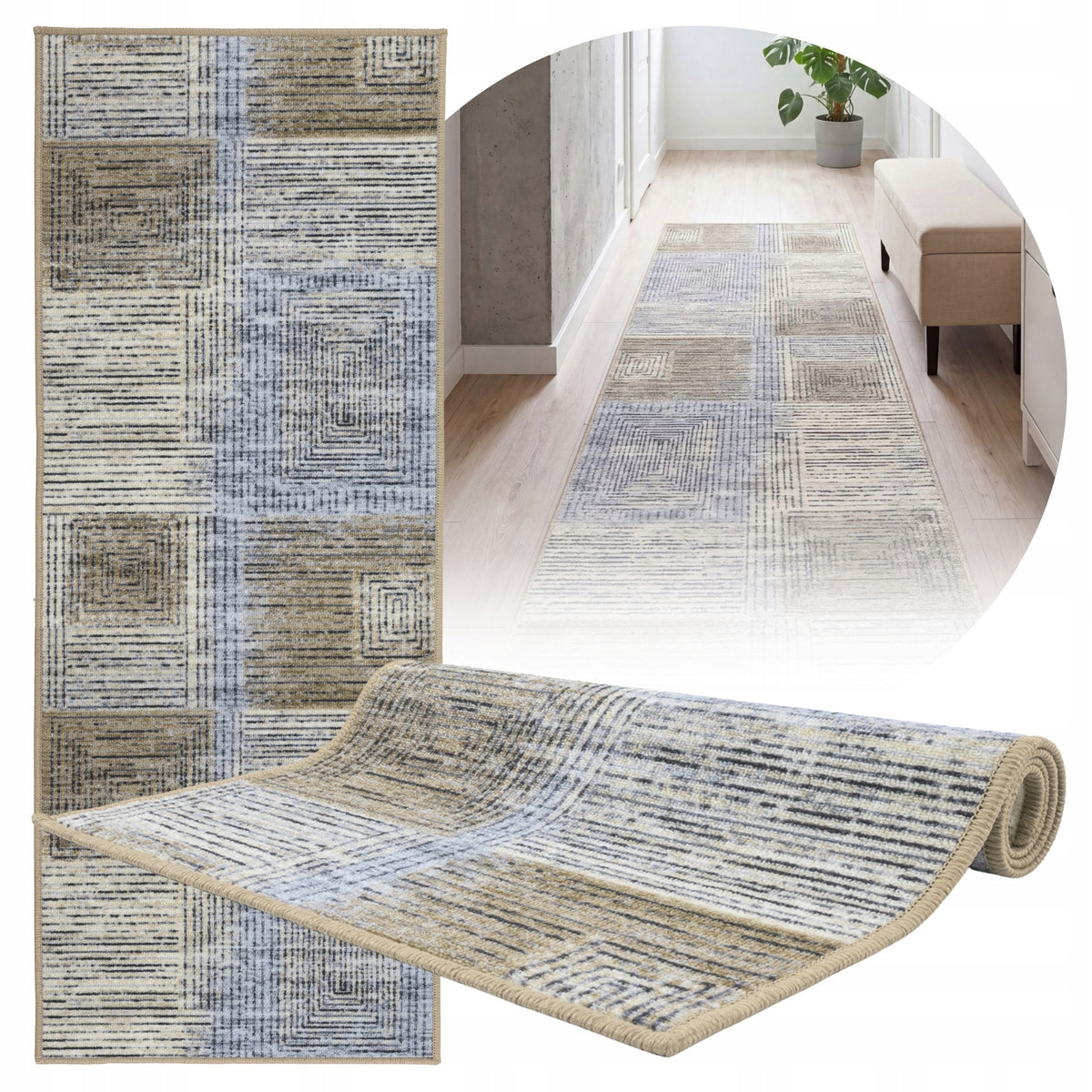 Sidewalk For Hallway Modern Anti-slip 80x200cm Loop Beige