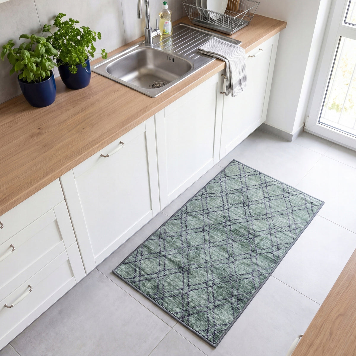 Sidewalk for kitchen Anti-slip Rug 60x100cm For Hallway Sage Manufacturer code EF0432