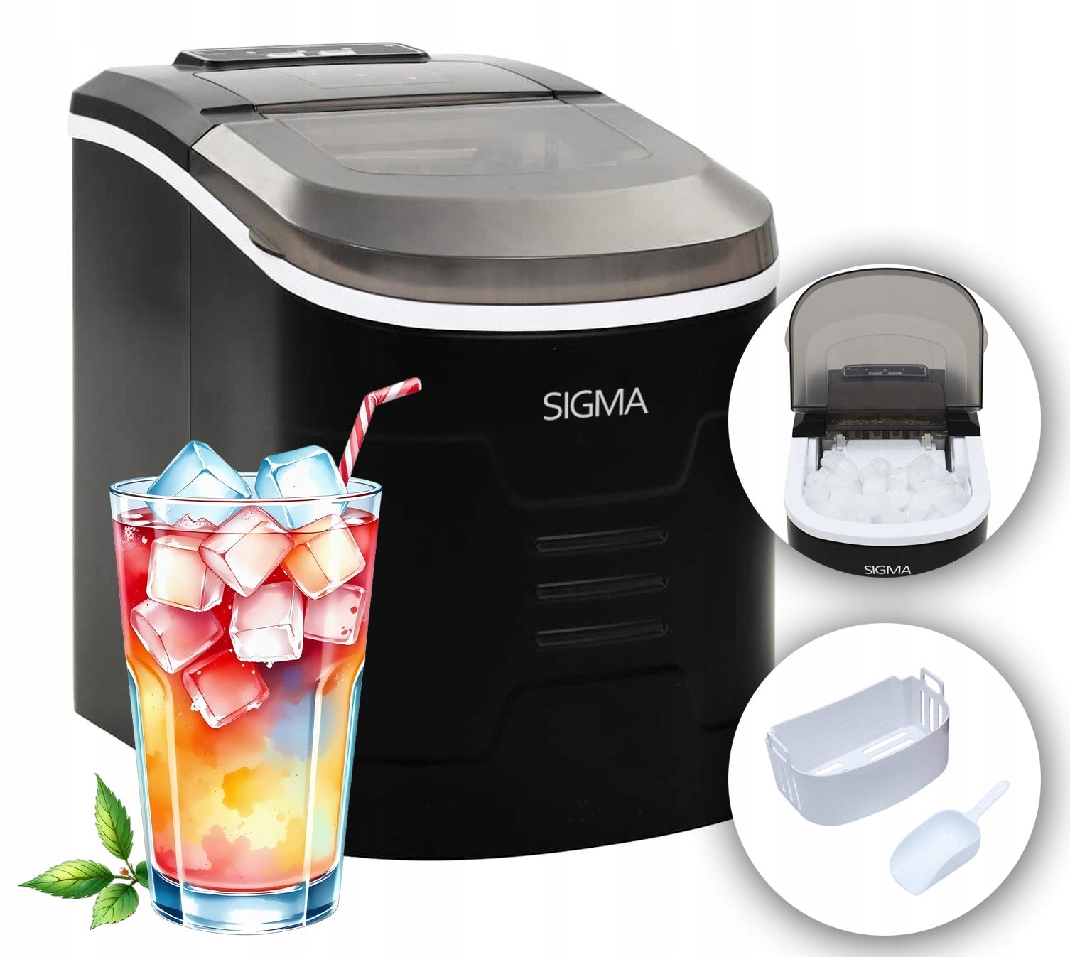 Sigma Home Ice Maker Machine 12kg Size S/L Black 2,2l