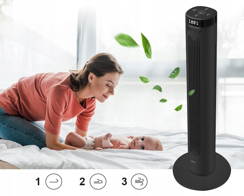 Silent Column Fan HEVA powerful floor fan standing ionization Model Mocny wentylator kolumnowy HEVA TODO XL