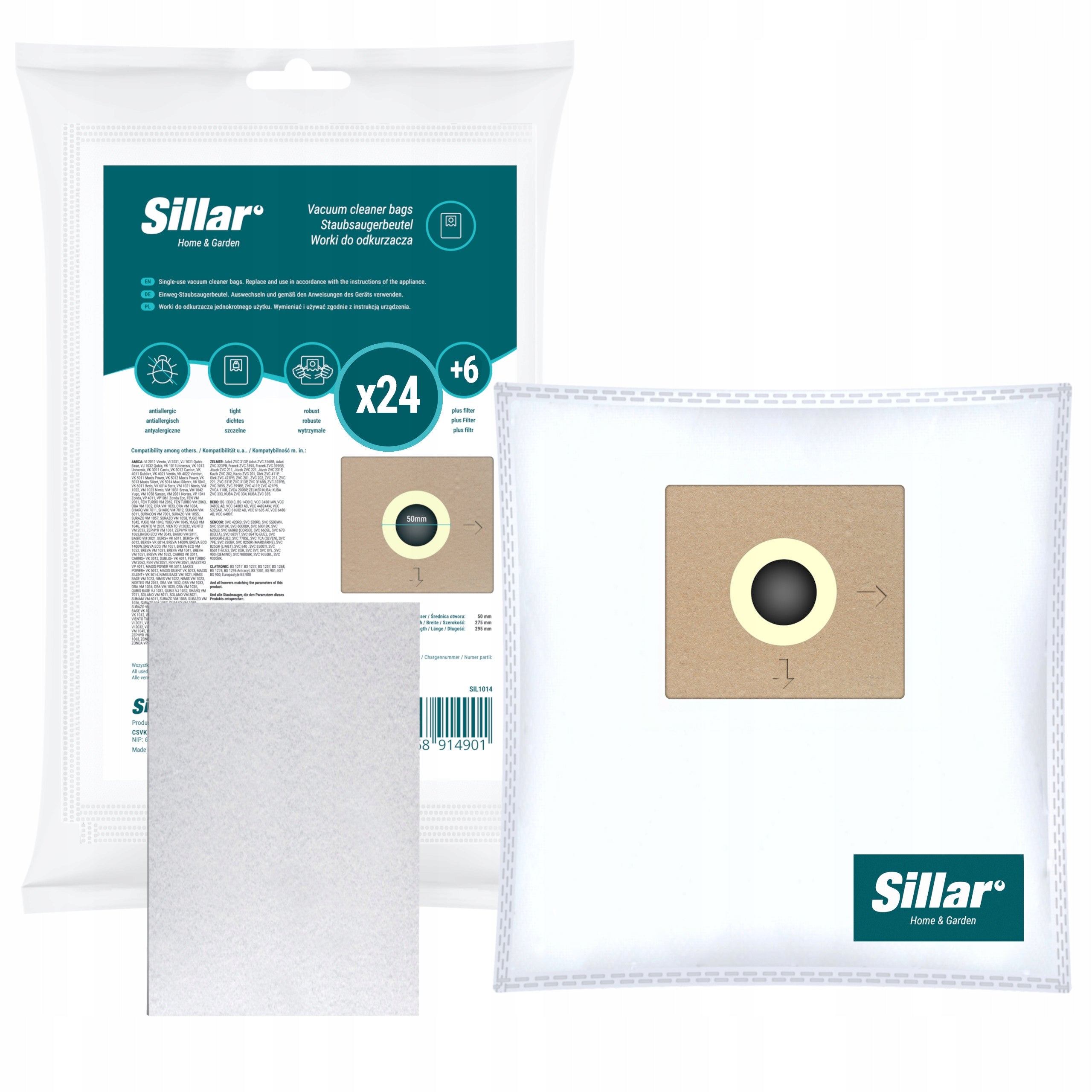 Sillar bags for Beko Sharq Amica Ora Fen Turbo VM1032 VM2062 VM2066 24pcs.