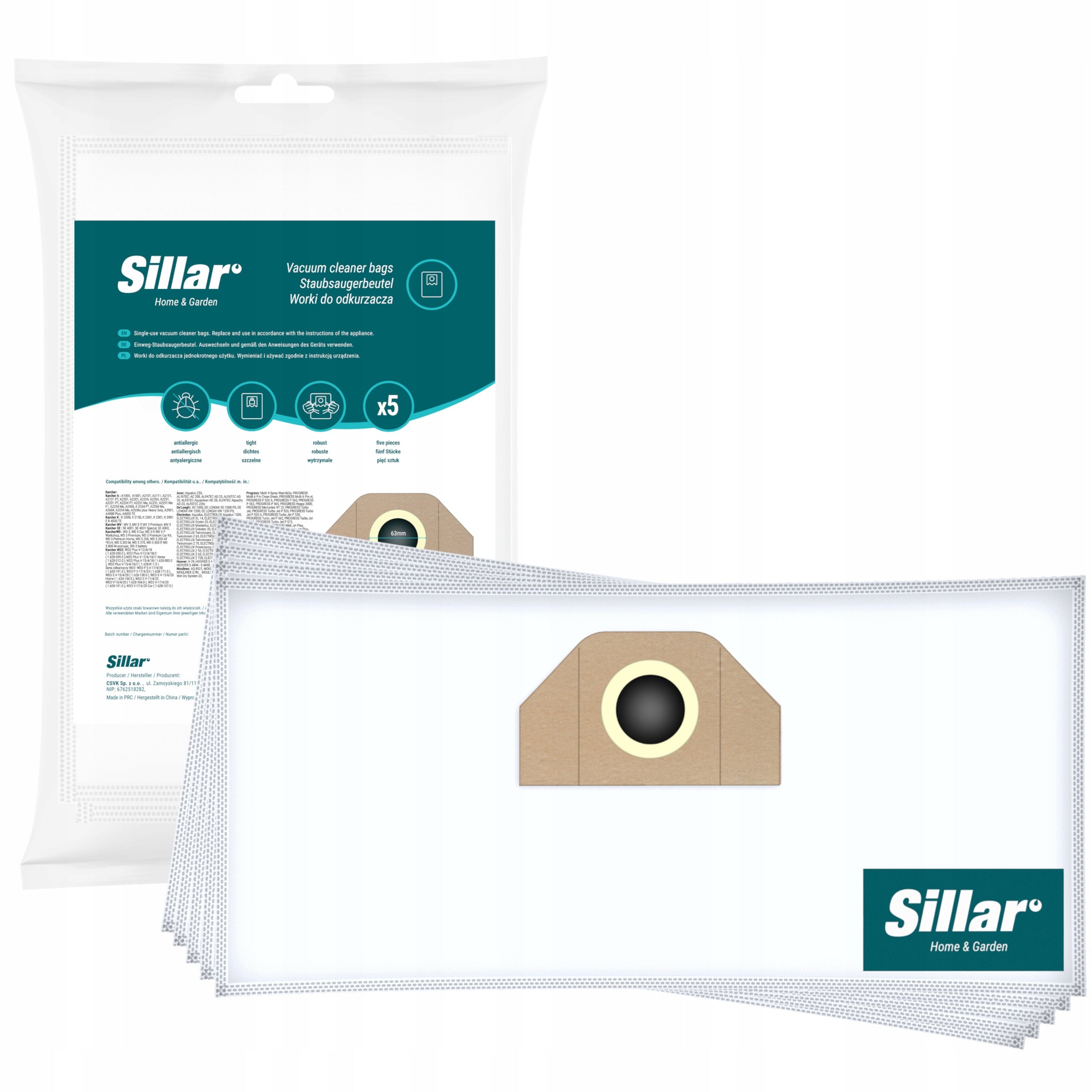 Sillar bags for Karcher MV3 WD3 200 vacuum cleaner replacement bags 6.959-130.0