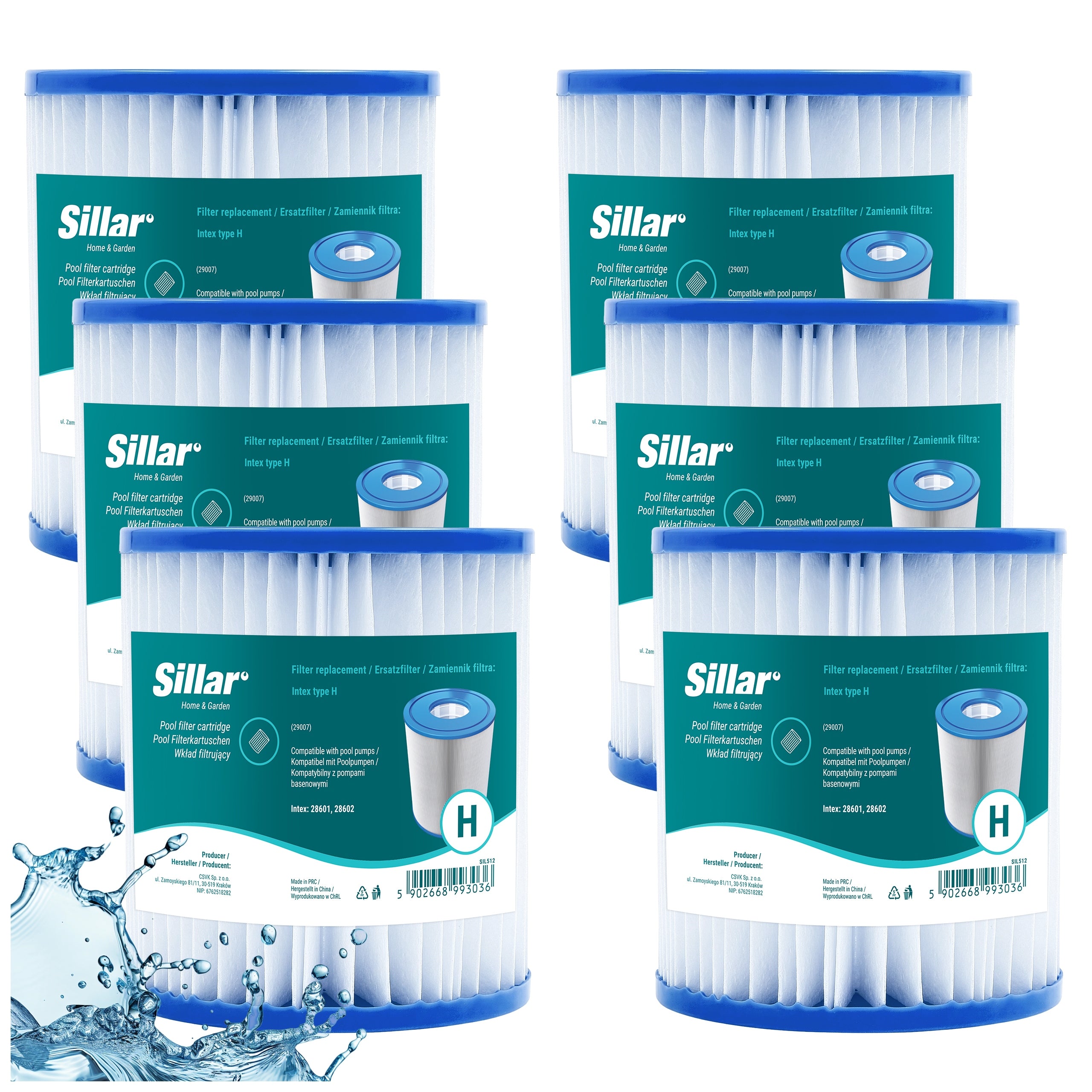 Sillar pool filter for Intex 28601 28602 type H 6x pool pump Brand Sillar