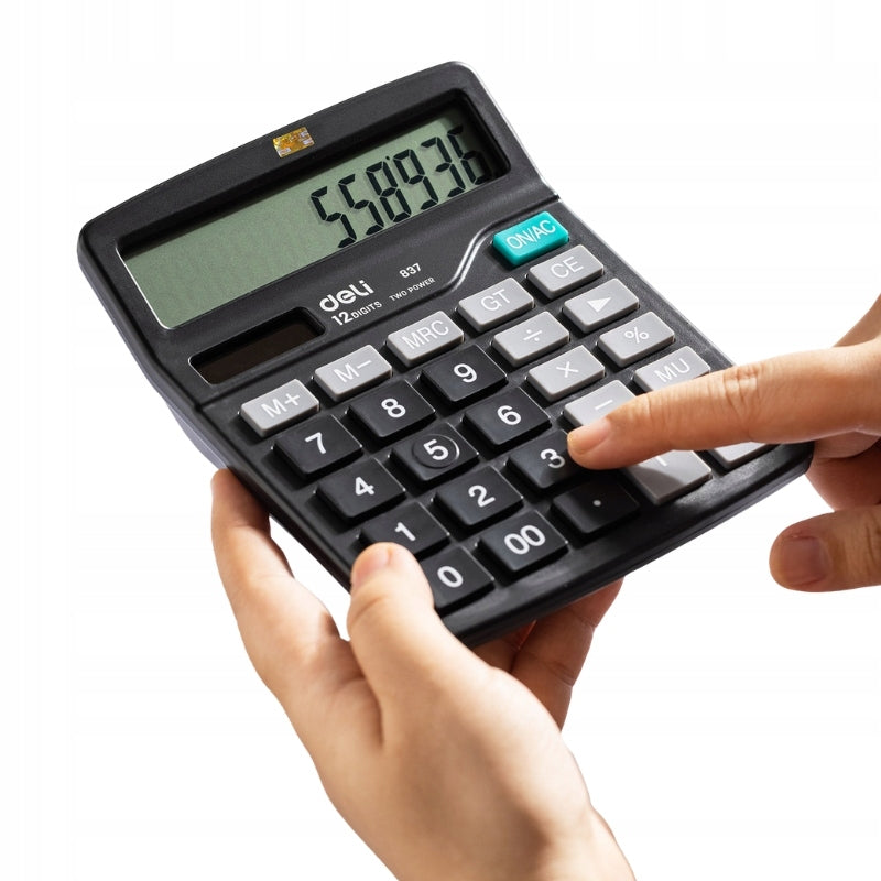 Simple office calculator Deli Dual power Solid black