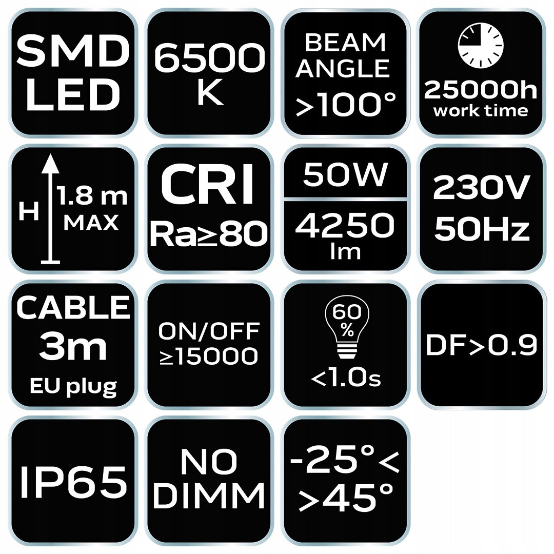 Single Headlight 50W SMD LED 4250lm 230V on Tripod 1.8m Brand NEO TOOLS