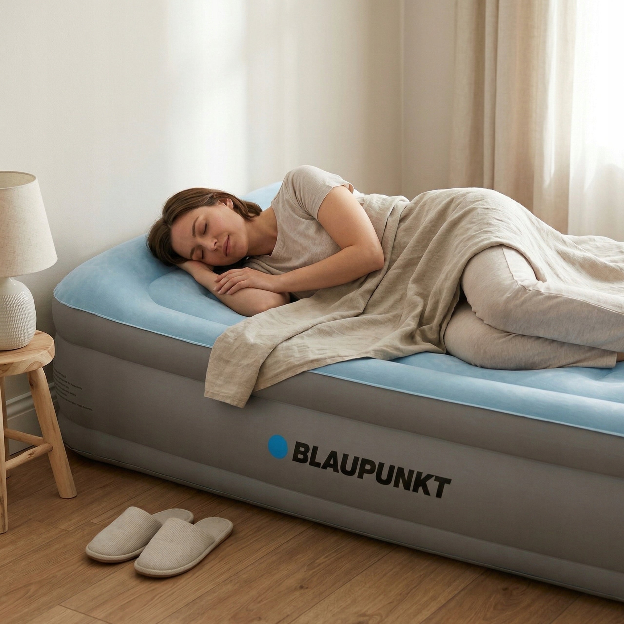 Single Inflatable MATTRESS 195x94cm Electric PUMP 227kg + Bag Brand Blaupunkt