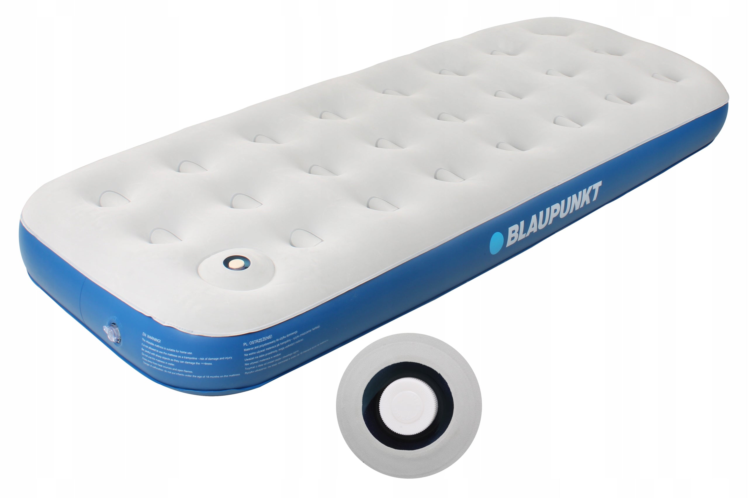 Single Inflatable Mattress with Foot Pump 188 x 73 Blaupunkt IM410