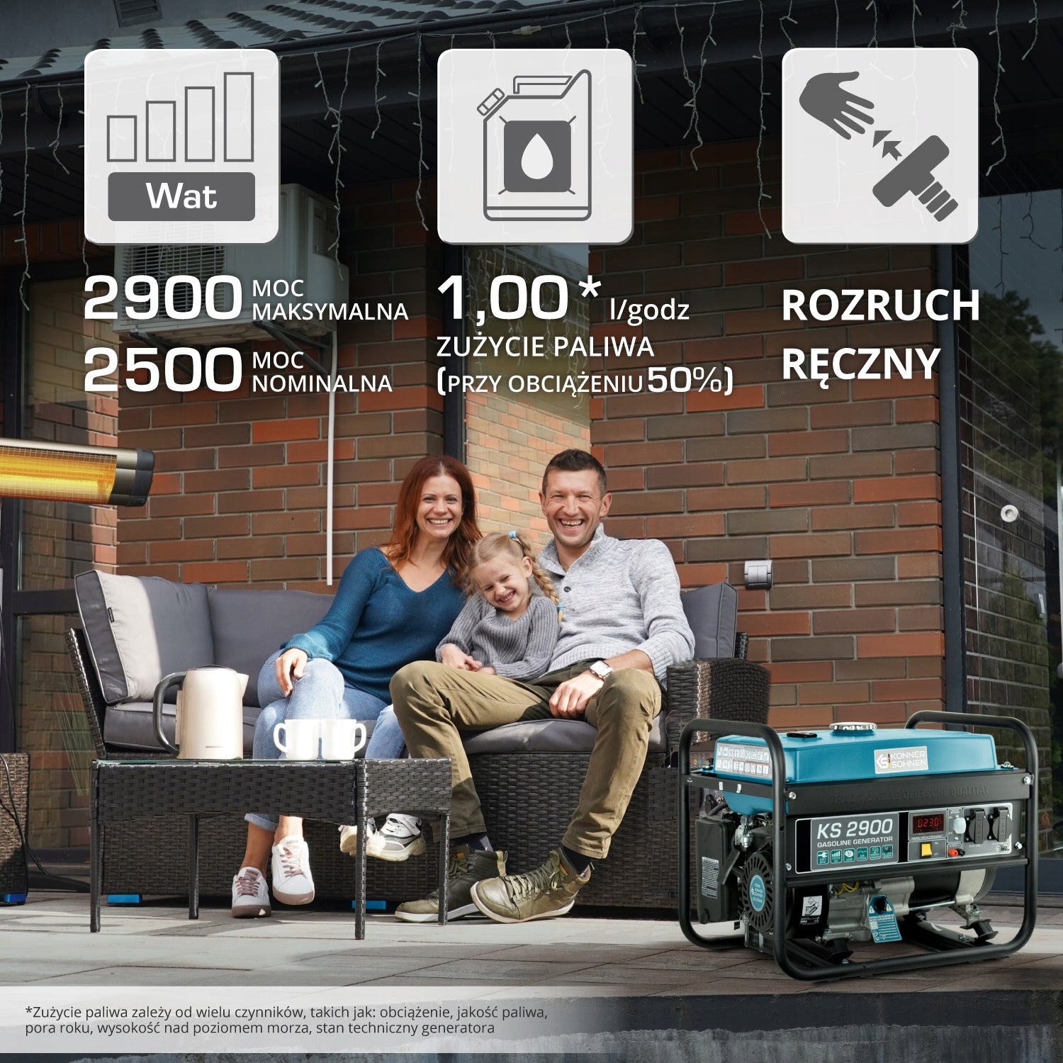 Single-phase portable generator set Könner & Söhnen 2900 W petrol Manufacturer code KS 2900