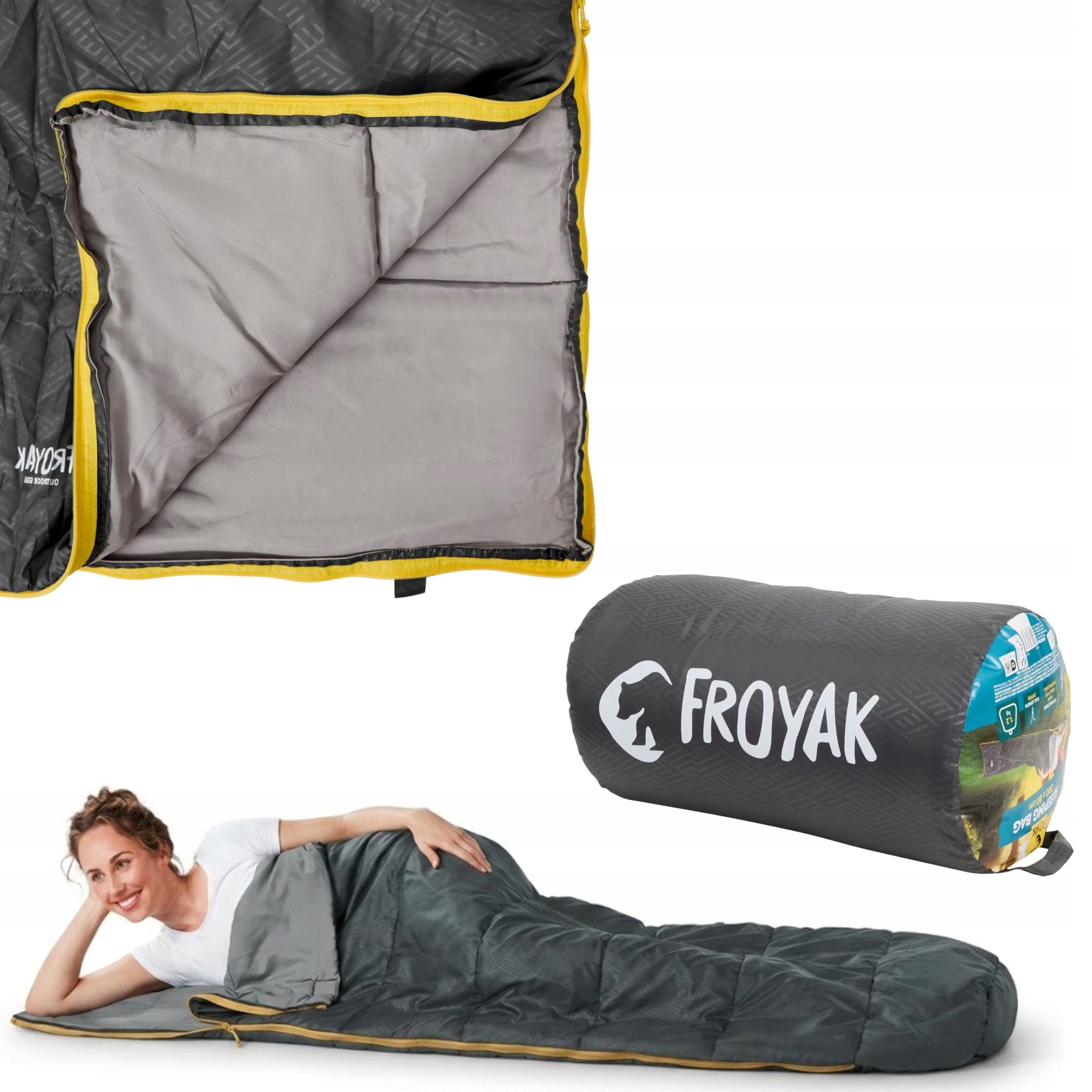 Single sleeping bag 200x80cm 7-11 degree combined grey Froyak