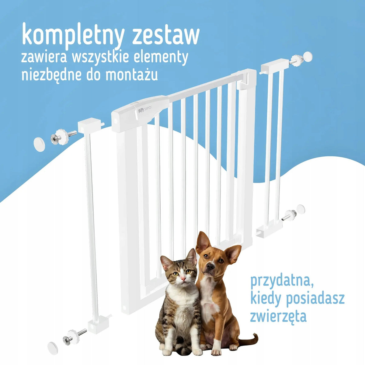 Sipo safety gate barrier for stairs white 75-103cm for children Packaging status original