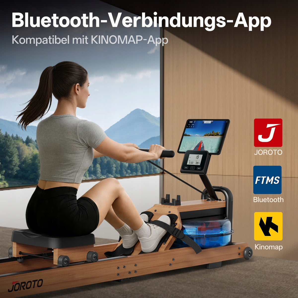 Składany ergometr wioślarski wodny MR260 Bluetooth i aplikacja udźwig 120kg Packaging status original