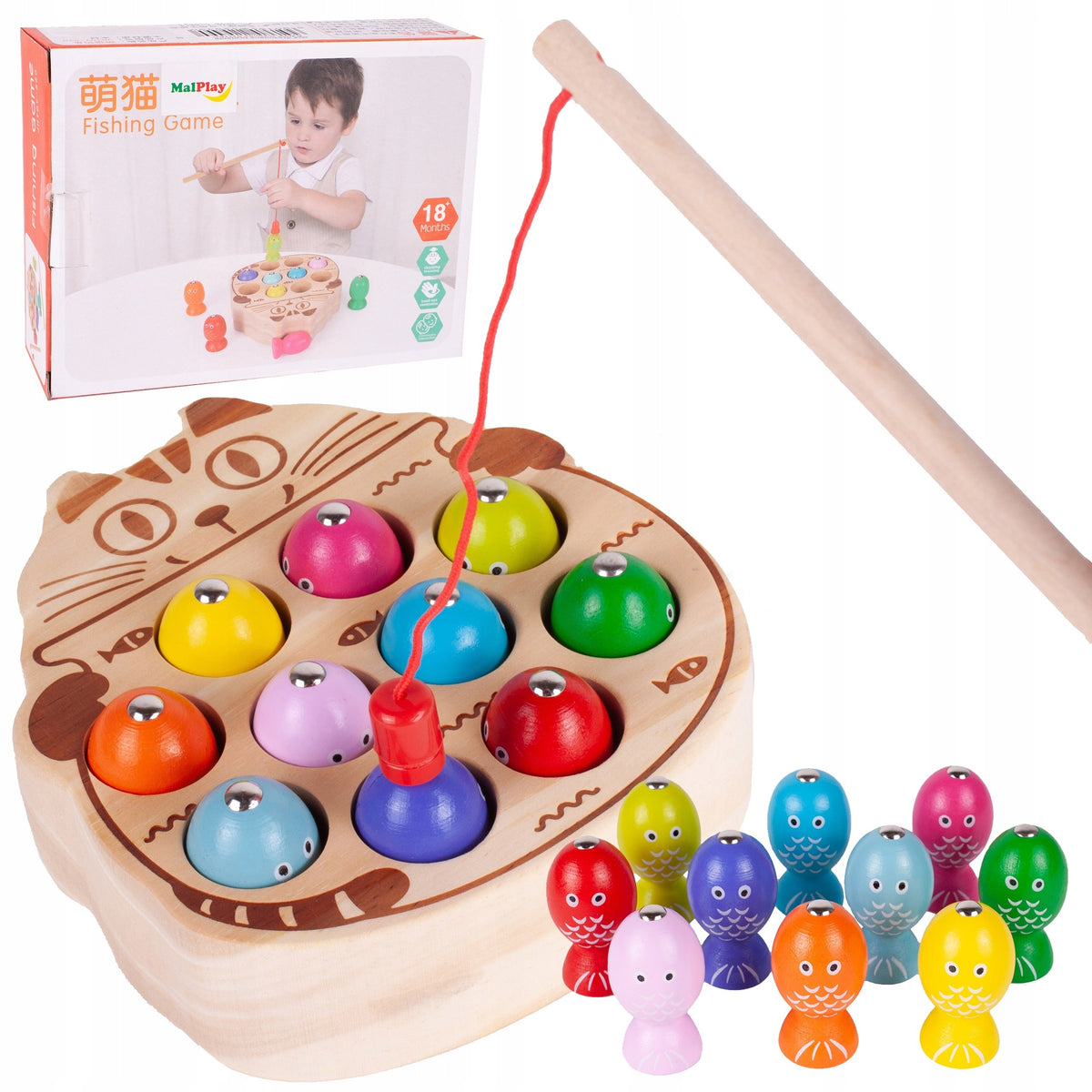 Skill Game Fishing for Kids Fishing Toy Wooden Packaging status original