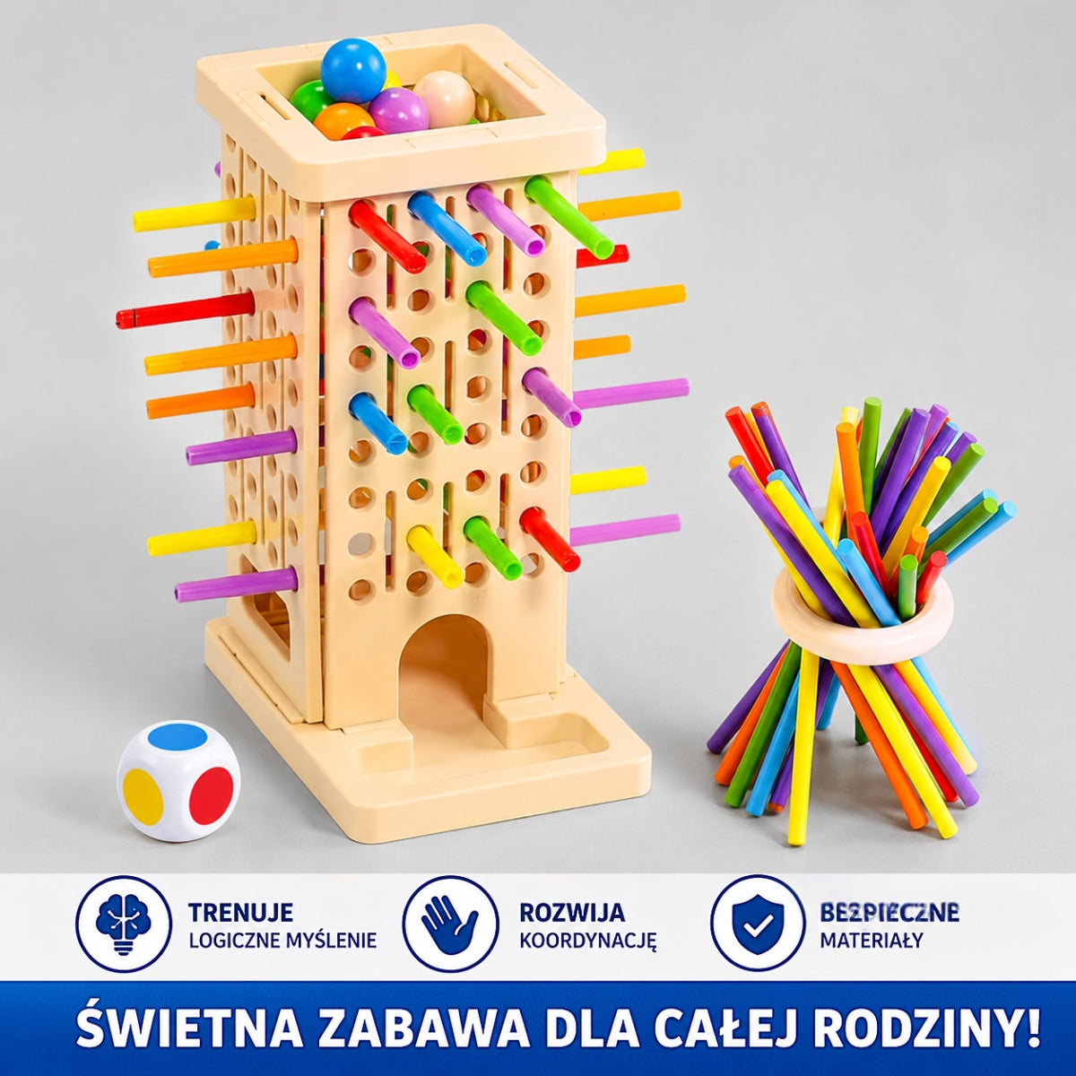 Skill Game TOWER PIECES STICKS Family Game FALLING BALLS Packaging status original